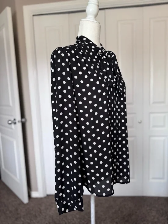 J.Crew Polka Dot Tie Neck Blouse Top size Medium - Picture 2 of 9